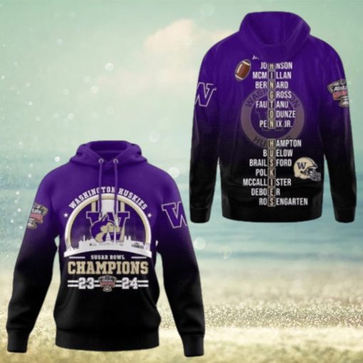 2024 Sugar Bowl Champions Washington Huskies Football 3D Hoodie Fan Gifts