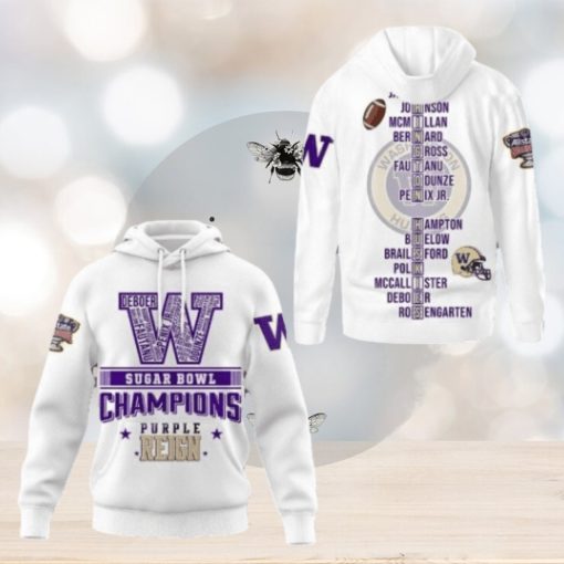 2024 Sugar Bowl Champions Washington Huskies Hoodie White Reign Hoodie 3D