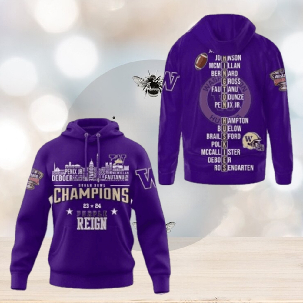 2024 Sugar Bowl Champions Washington Huskies Purple Reign Hoodie 3D 2024 Sugar Bowl Champions Washington Huskies Purple Reign Hoodie 3D