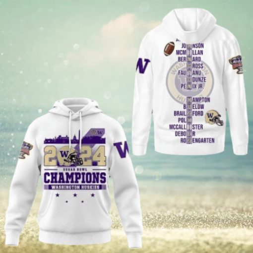 2024 Sugar Bowl Champions Washington Huskies White 3D Hoodie