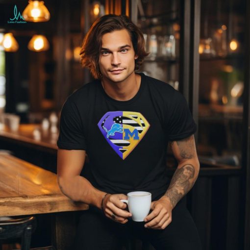2024 Superman Logo Detroit Lions and Michigan Wolverines Shirt