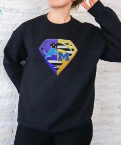 2024 Superman Logo Detroit Lions and Michigan Wolverines Shirt