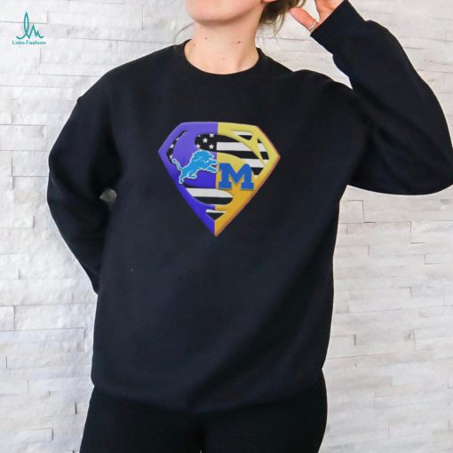 2024 Superman Logo Detroit Lions and Michigan Wolverines Shirt