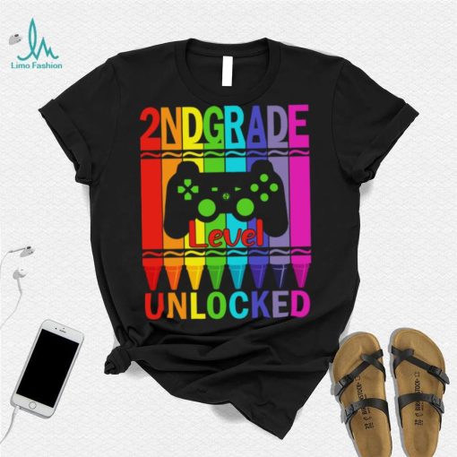 2nd Grade Level Unlocked Funny Gamer Shirt Back To School Crayons T Shirt