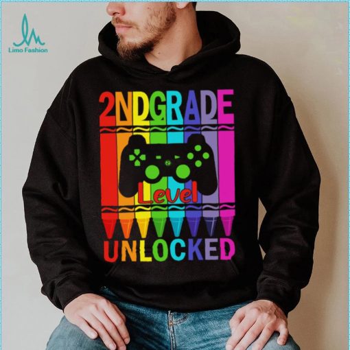 2nd Grade Level Unlocked Funny Gamer Shirt Back To School Crayons T Shirt