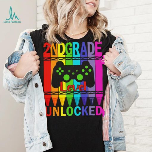 2nd Grade Level Unlocked Funny Gamer Shirt Back To School Crayons T Shirt