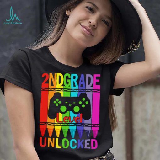 2nd Grade Level Unlocked Funny Gamer Shirt Back To School Crayons T Shirt