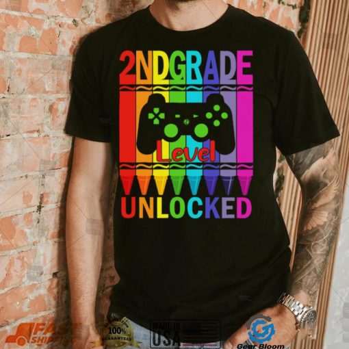 2nd Grade Level Unlocked Funny Gamer Shirt Back To School Crayons T Shirt