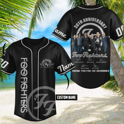 30th Anniversary Foo Fighters Thank You For The Memories Personalized Baseball Jersey