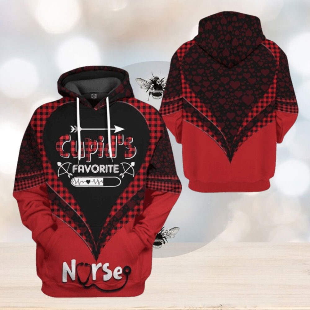 3D Cupid's Favorite Nurse Valentine Custom Tshirt Hoodie Appare 3D Cupid's Favorite Nurse Valentine Custom Tshirt Hoodie Appare