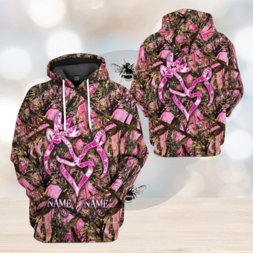 3D Deer Hunting Couple Custom Name Tshirt Hoodie Apparel