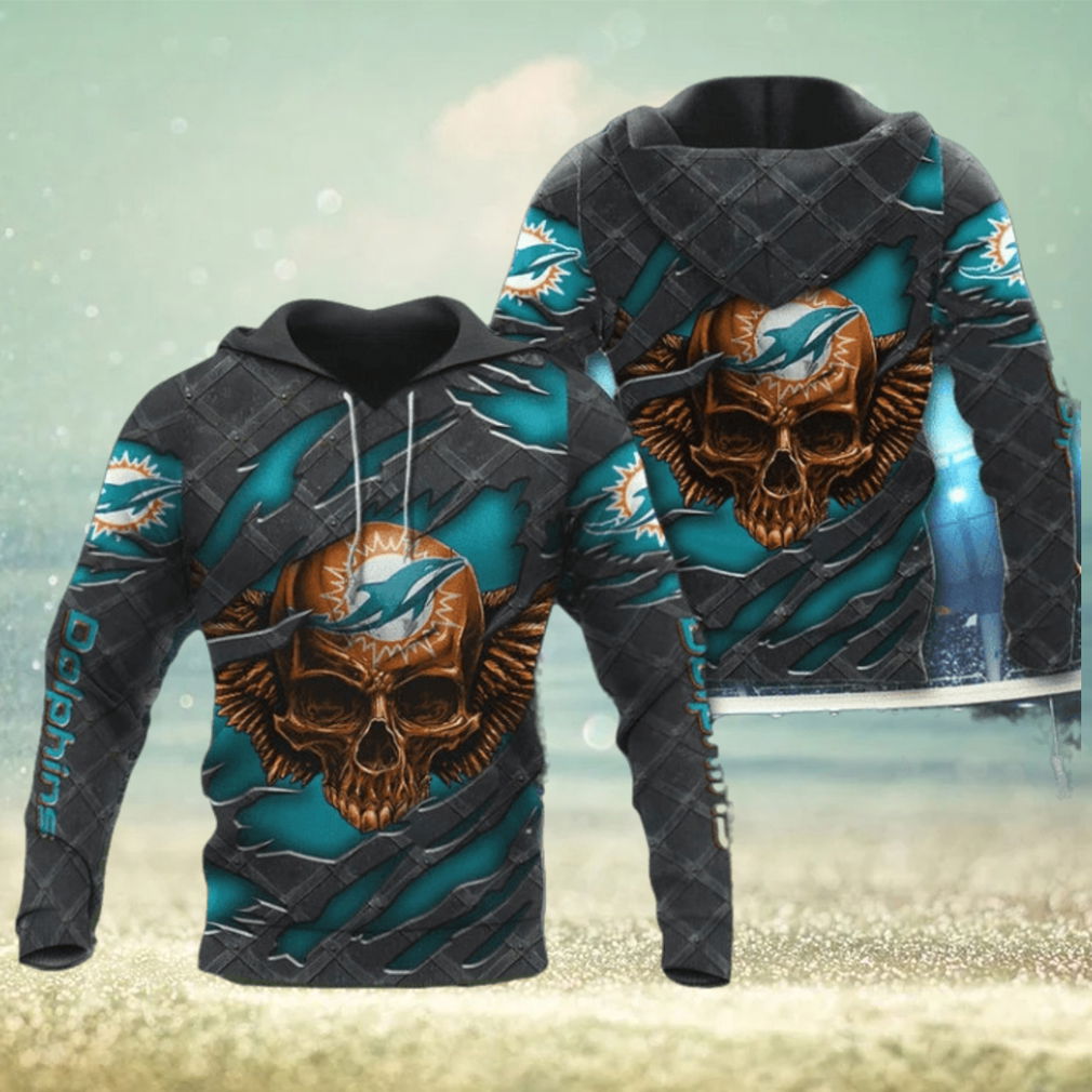 3D Skull Miami Dolphins Hoodies Cheap 3D Skull Miami Dolphins Hoodies Cheap