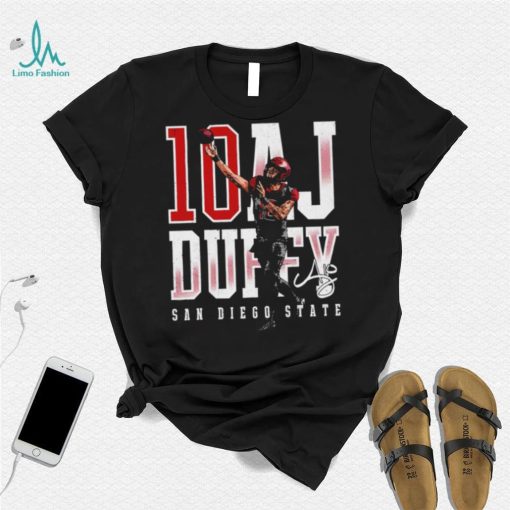 A. J. Duffy number 10 San Diego State Aztecs football player name signature shirt