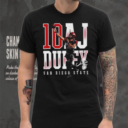 A. J. Duffy number 10 San Diego State Aztecs football player name signature shirt