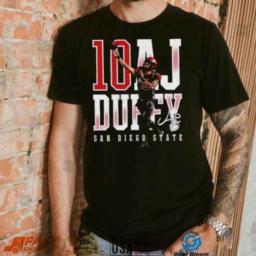 A. J. Duffy number 10 San Diego State Aztecs football player name signature shirt