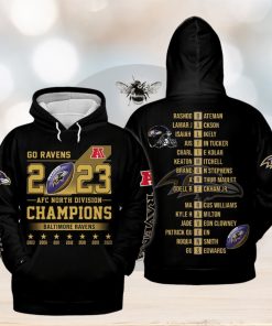 AFC North Division Champions Baltimore Ravens 2023 Black Design Hoodie T Shirt