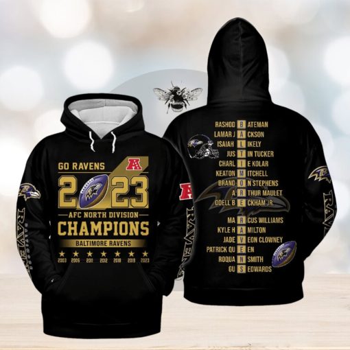 AFC North Division Champions Baltimore Ravens 2023 Black Design Hoodie T Shirt