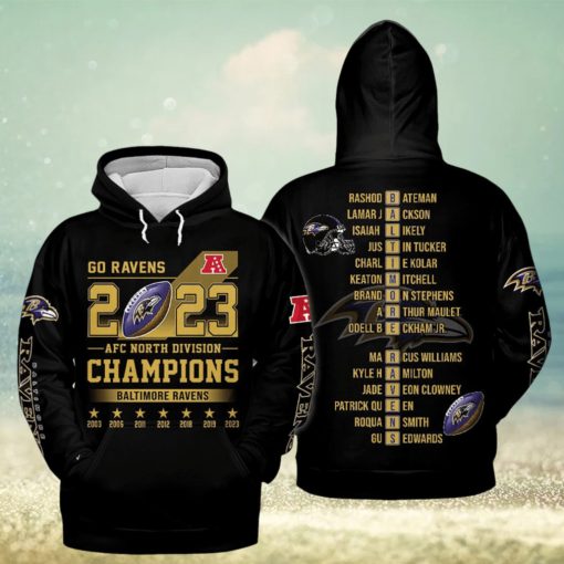 AFC North Division Champions Baltimore Ravens 2023 Black Design Hoodie T Shirt