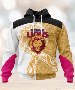 AFL Brisbane Lions Custom Name Number Fight Cancer Pullover Hoodie