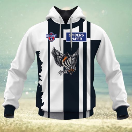 AFL Collingwood Magpies Custom Name Number Vintage Centenary Guernsey Pullover Hoodie