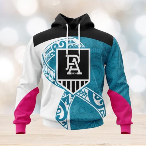 AFL Port Adelaide Custom Name Number Samoa Fight Cancer Pullover Hoodie