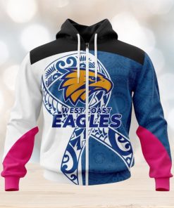 AFL West Coast Eagles Custom Name Number Fight Cancer Zip Up Hoodie