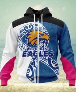 AFL West Coast Eagles Custom Name Number Fight Cancer Zip Up Hoodie