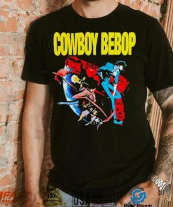 AJ Mendez Wearing Cowboy Bebop Red And Blue T Shirt