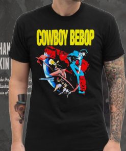 AJ Mendez Wearing Cowboy Bebop Red And Blue T Shirt