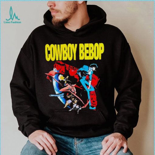 AJ Mendez Wearing Cowboy Bebop Red And Blue T Shirt