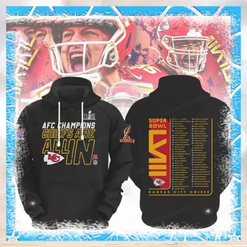 Afc Champions Chiefs Are All In Super Bowl Lviii Black Hoodie