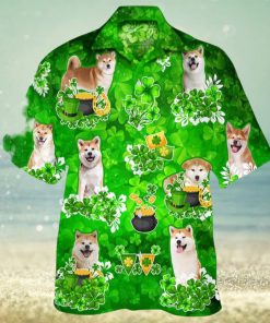 Akita Happy St.patrick 3D Hawaiian Shirt Dog Aloha Shirt For Men Women Beach