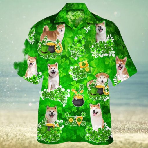 Akita Happy St.patrick 3D Hawaiian Shirt Dog Aloha Shirt For Men Women Beach