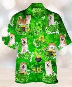 Akita Happy St.patrick 3D Hawaiian Shirt Dog Aloha Shirt For Men Women Beach