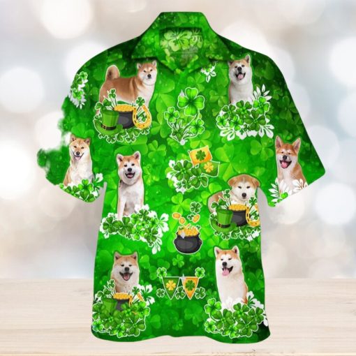 Akita Happy St.patrick 3D Hawaiian Shirt Dog Aloha Shirt For Men Women Beach