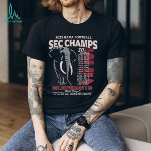 Alabama Crimson Tide 2023 SEC Football Conference Champions Alabama Elephants Never Forgets Shirt