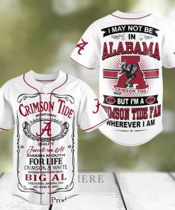 Alabama Crimson Tide Football Classic Full Printed Baseball Jersey