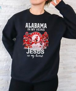 Alabama Crimson Tide in my veins Jesus in my heart player signatures logo 2024 shirt