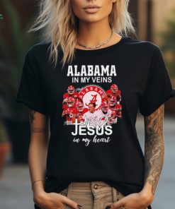 Alabama Crimson Tide in my veins Jesus in my heart player signatures logo 2024 shirt