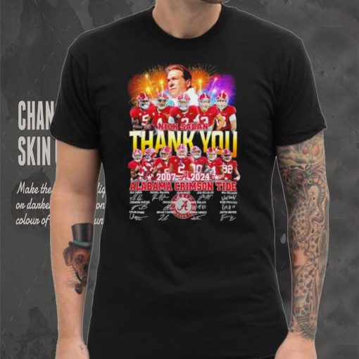 Alabama Crimson Tide thank you Nick Saban 2007 2024 signatures shirt