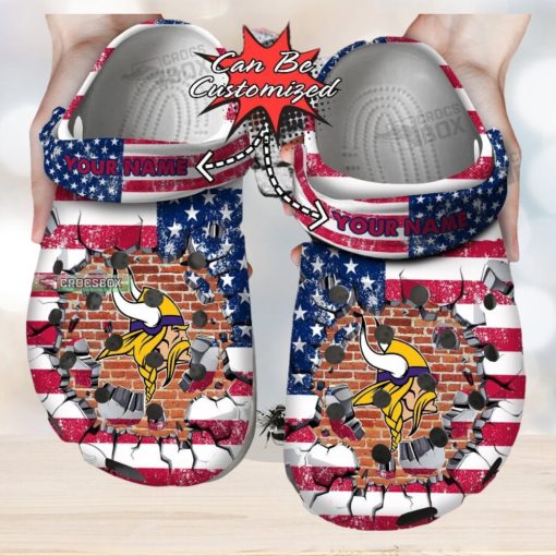 American Flag Minnesota Vikings Crocs Shoes