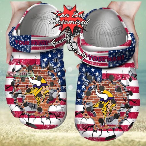American Flag Minnesota Vikings Crocs Shoes