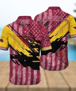 American Flag Themed NFL Arizona Cardinals Hawaiian Shirt, Arizona Cardinals Clothing