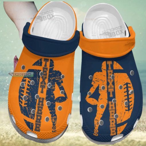 American Football Orange And Navy Crocs Shoes Football Footwear
