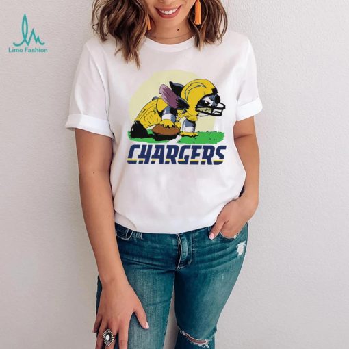 Angry Stitch character player Los Angeles Chargers football logo shirt