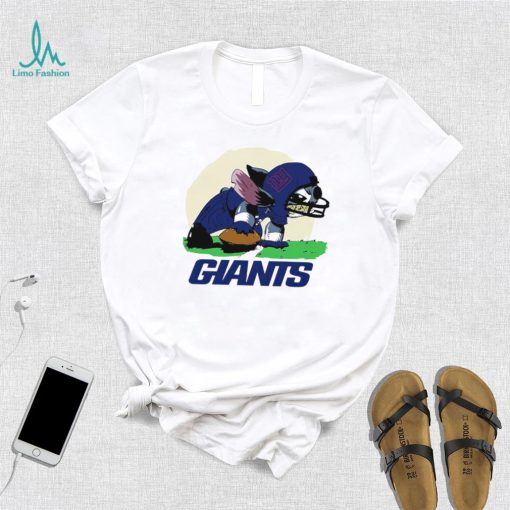Angry Stitch character player New York Giants football logo shirt