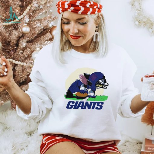 Angry Stitch character player New York Giants football logo shirt