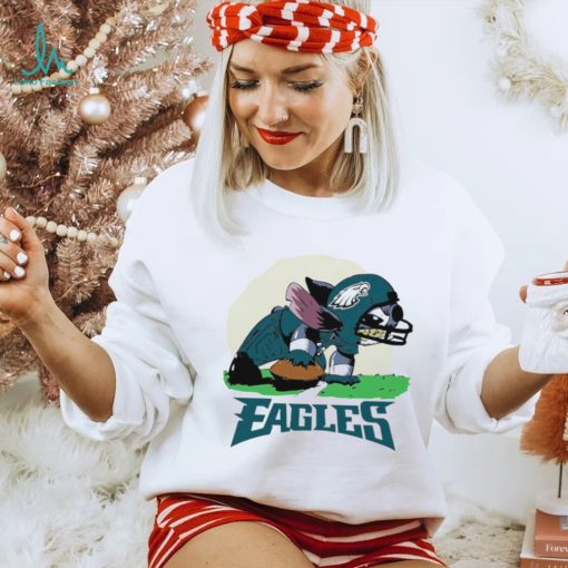 Angry Stitch character player Philadelphia Eagles football logo shirt