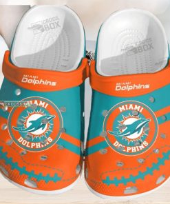 Aqua And Orange Pride Crocs Dolphins Retro Crocs Shoes