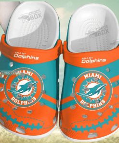 Aqua And Orange Pride Crocs Dolphins Retro Crocs Shoes